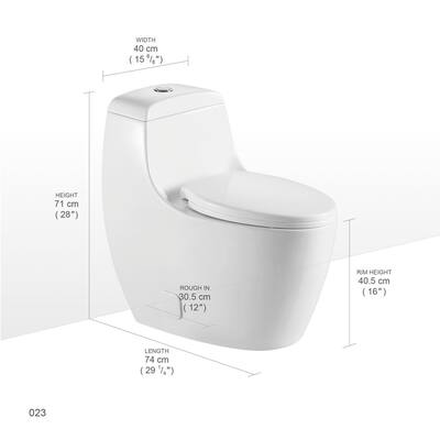 Dual Flush One-Piece Elongated 1.28 GPF/0.88 GPF High Efficiency Skirted Toilet All-in-One Toilet in White Seat Included