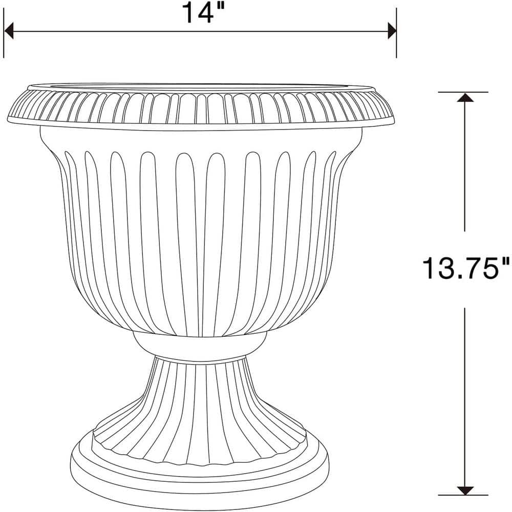 14" Stone Outdoor Lightweight Resin Utopian Urn Planter (2 Pack)