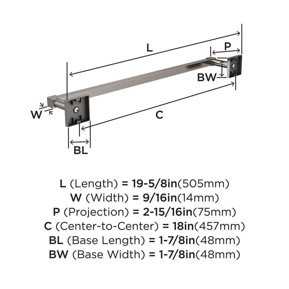 Brushed Nickel 18-Inch Wall Mounted Towel Bar