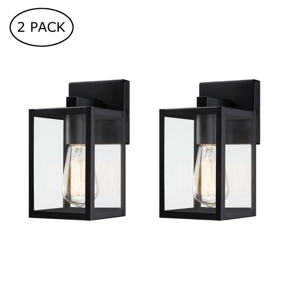 Martin 9 in. Black Outdoor Hardwired Wall Lantern Sconce with Clear Glass Shade and No Bulbs Included (2-Pack) price history on PriceWatchPro