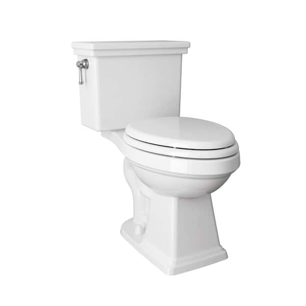 Photo 1 of Lexington Tall Height 2-Piece 1.28 GPF Single Flush Elongated Toilet with Slow Close Seat in White