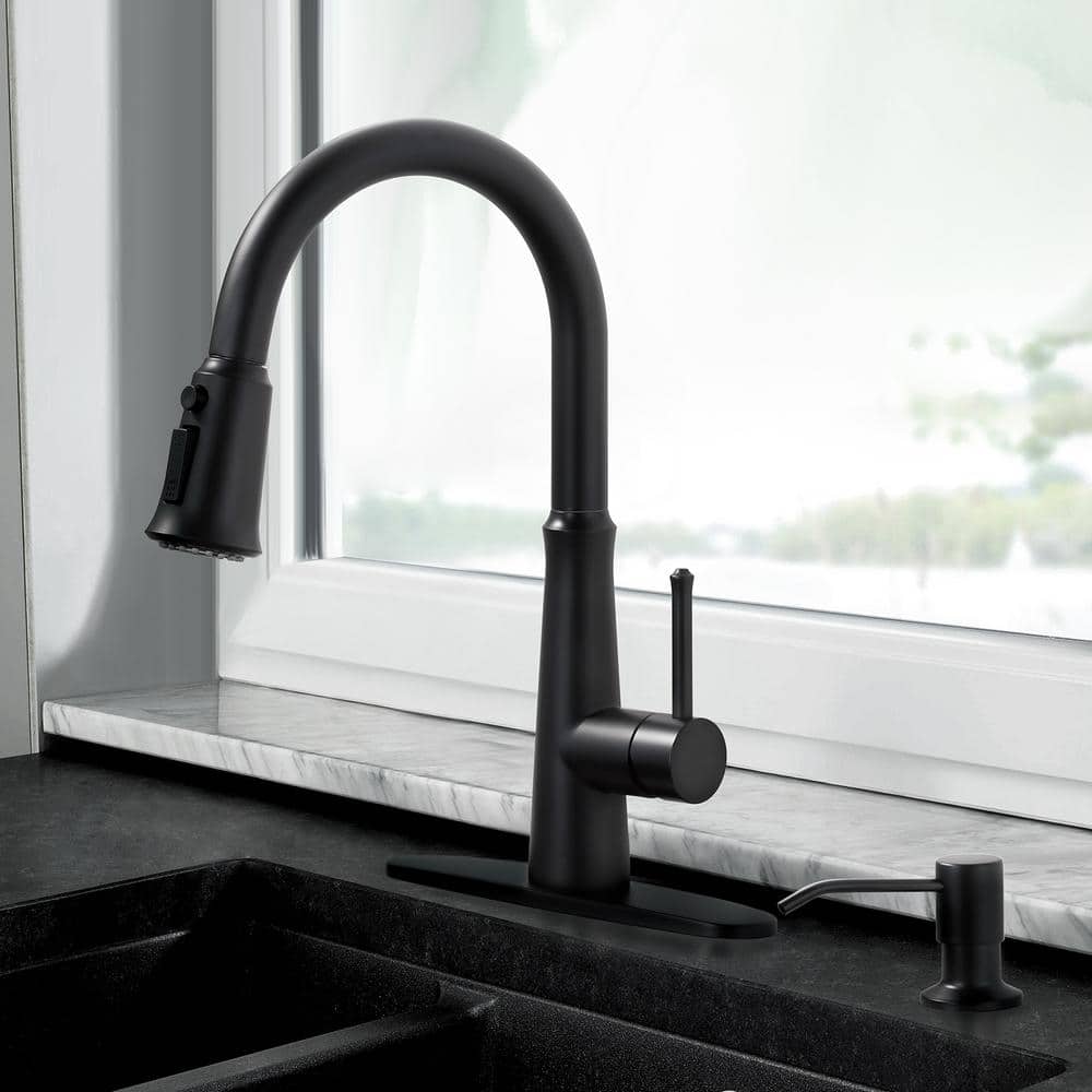 ALEASHA Single Handle Pull Down Sprayer Kitchen Faucet with Soap ...