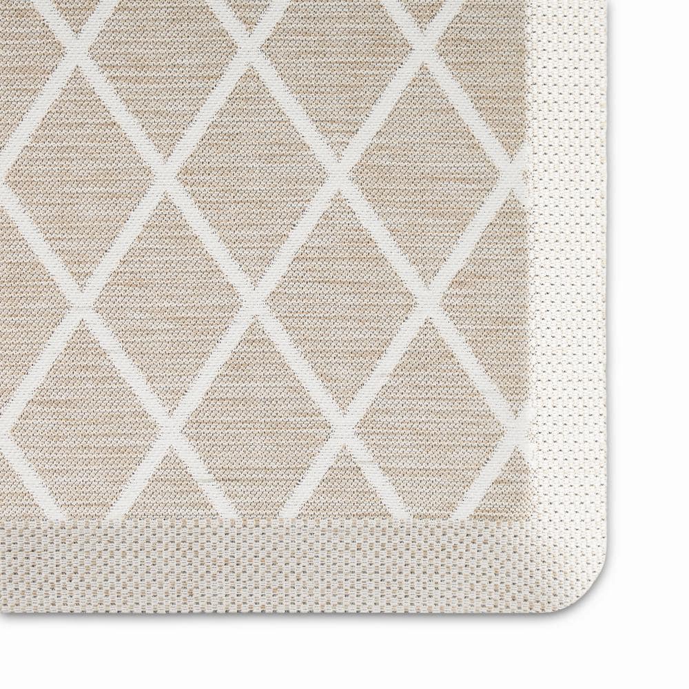 Beige Trellis Memory Foam Anti-Fatigue Kitchen Mat
