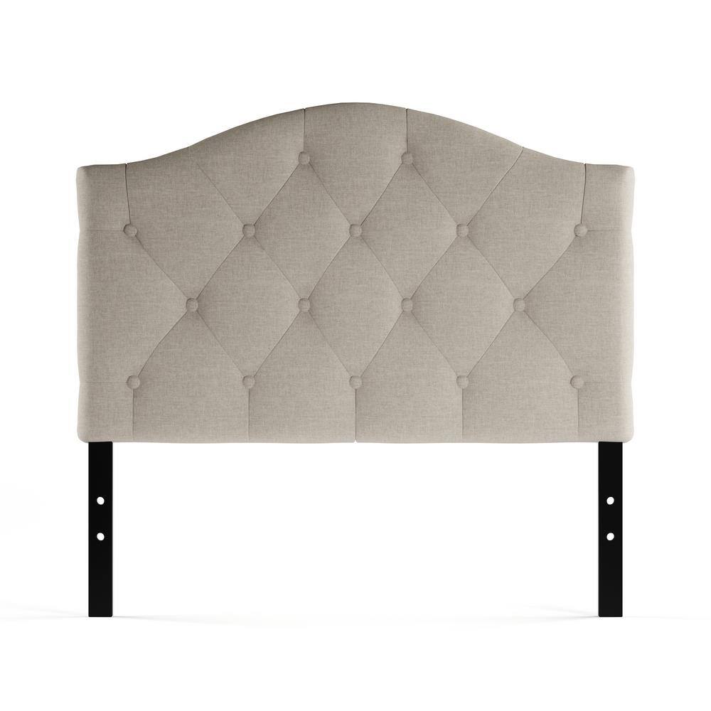 Elegant Beige Leather Tufted Queen Headboard with Adjustable Height