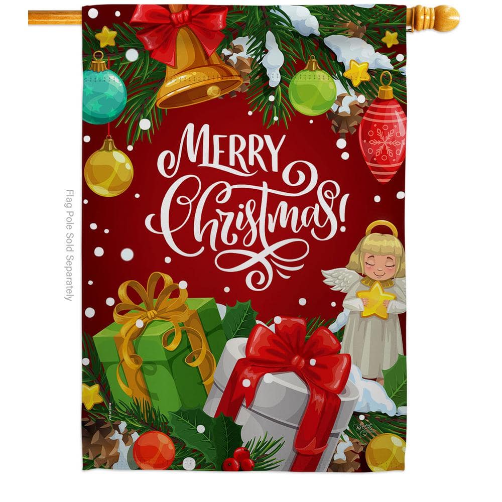 Breeze Decor 28 in. x 40 in. Merry Christmas House Flag DoubleSided