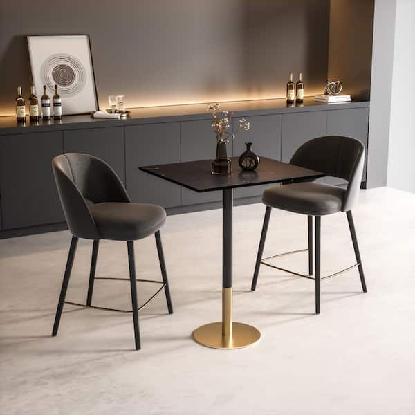 39.5 in. H Black Rectangular Bar Table Seats 2