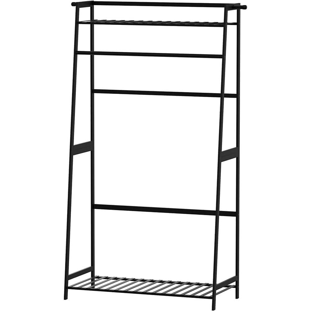 Reviews for Black Clothes Rack Storage Shelves Clothes Freestanding ...