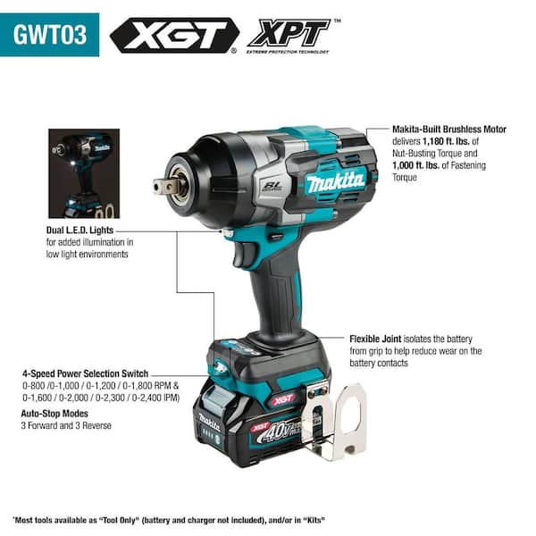 40V max XGT Brushless Cordless 4-Speed High-Torque 1/2 in. Sq. Drive Impact Wrench Kit w/ Detent Anvil (2. 5Ah)