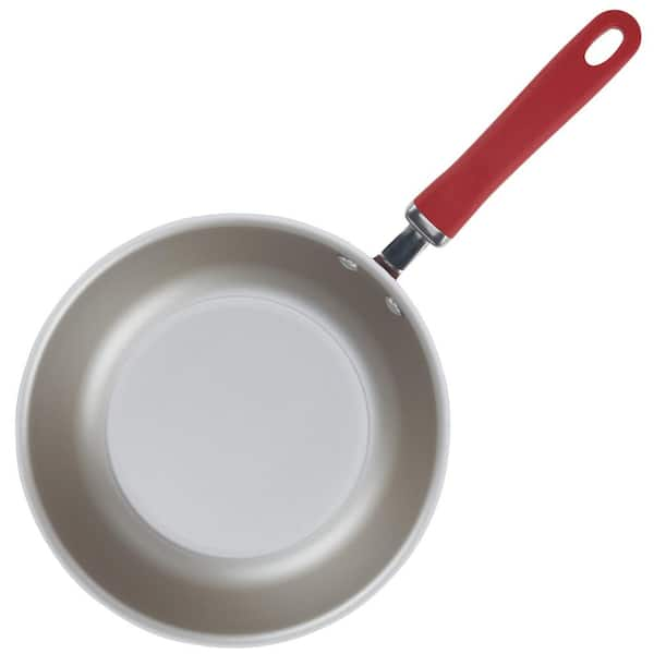 Rachael Ray 10 in. Aluminum Nonstick Skillet Create Delicious in Red Shimmer with Glass Lid