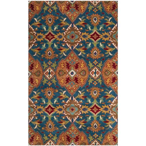 SAFAVIEH Heritage Camel/Blue 8 ft. x 10 ft. Floral Area Rug HG653A-8 ...