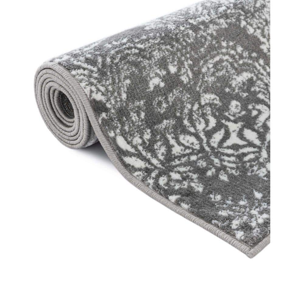 Reversible Easy Care Synthetic Area Rug in Gray and Blue