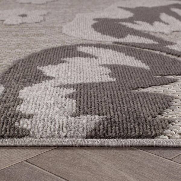 World Rug Gallery Bergamo Contemporary Floral Gray 6 ft. 6 in. x 6