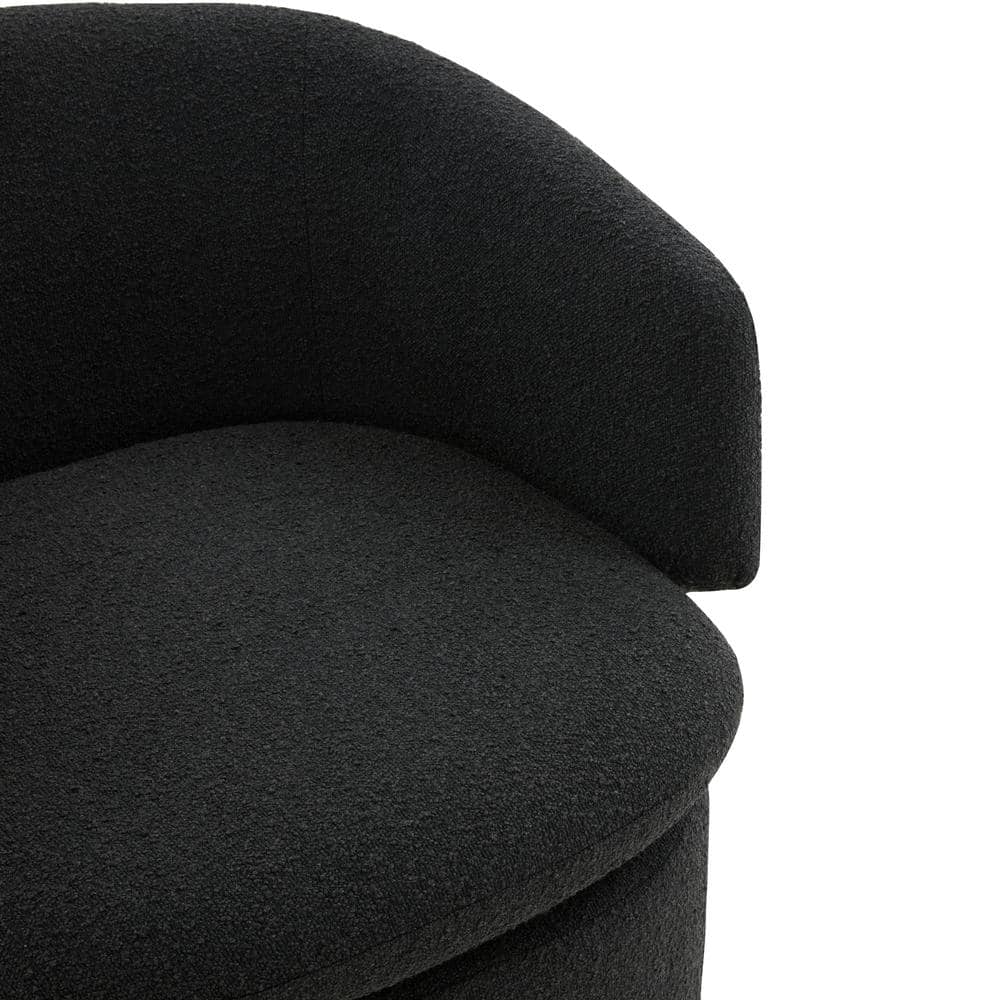 Elegant Black Boucle 31" Swivel Barrel Chair