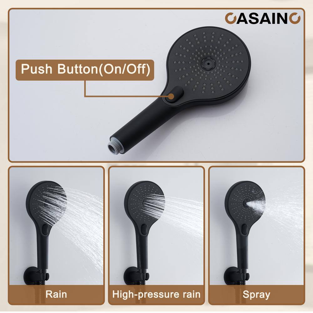 Matte Black Stainless Steel Rain and Pulse Shower System