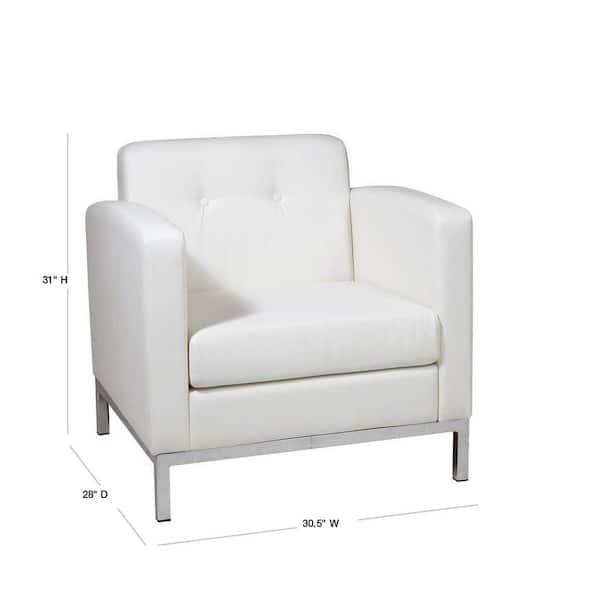 Osp Home Furnishings Wall Street White, White Leather Arm Chairs