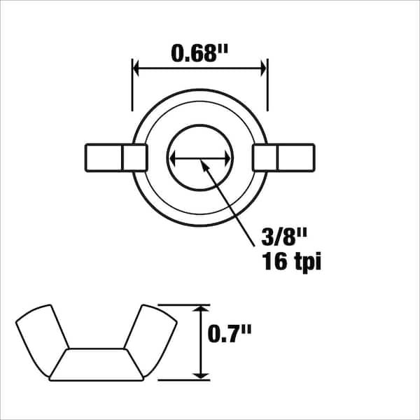 Everbilt 3/8 in.-16 Zinc Plated Wing Nut (25-Pack) 800342 - The