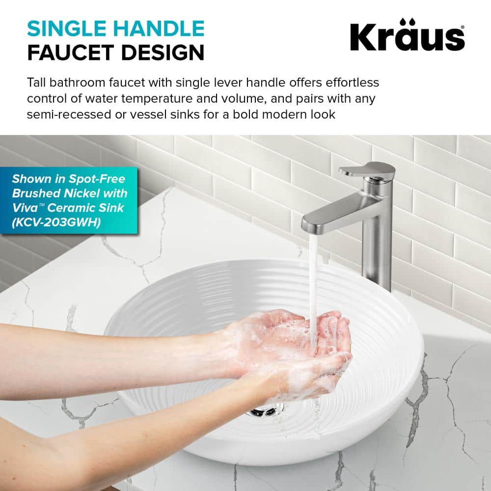 Indy Spot-Free Brushed Brass Single Handle Vessel Sink Faucet