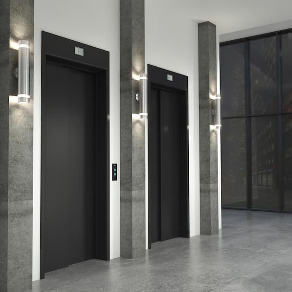 Artika C7 Chrome Modern Large Integrated LED Outdoor Hardwired Garage and Porch-Light Cylinder Sconce