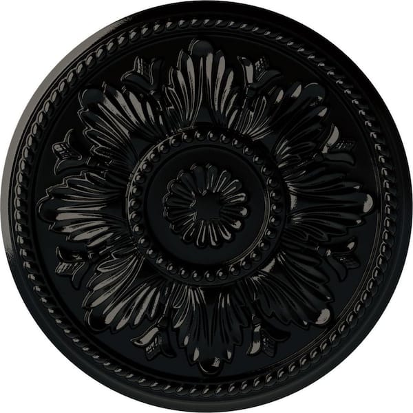 Ekena Millwork 18 in. x 1-3/4 in. Edinburgh Urethane Ceiling Medallion (Fits Canopies upto 5-1/4 in.), Black Pearl