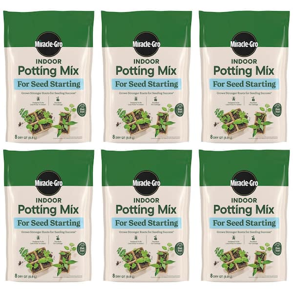 Indoor Potting Mix for Seed Starting 8 qt. Potting Soil for Vegetable, Flower, and Herb Seeds and Cuttings (6-Pack)