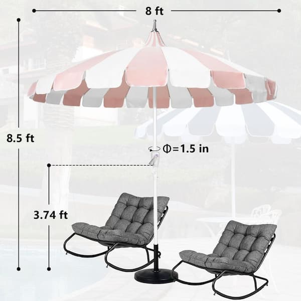 8 ft. Pagoda Outdoor Market Umbrella in Pink