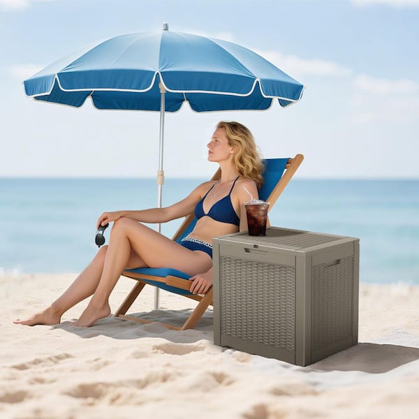 22 in. W x 17 in. D x 21 in. H Rattan Resin Outdoor Storage