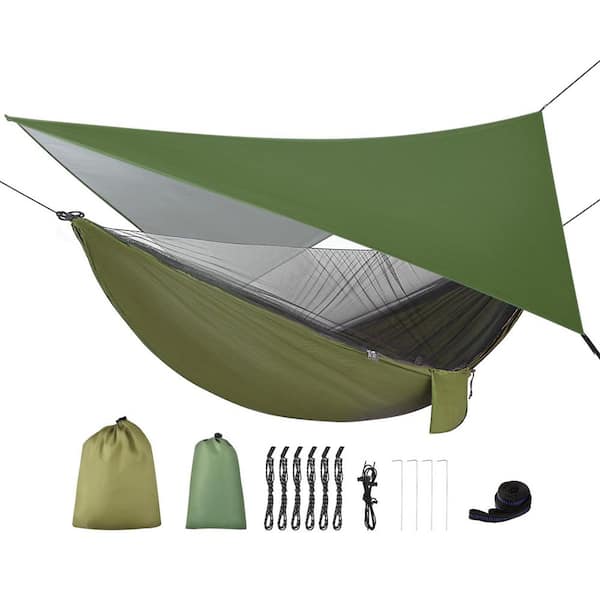 9.5 ft. Camping Hammock with Rain Fly Tarp and Mosquito Net, Portable Single Double Hammock Tent for Hiking