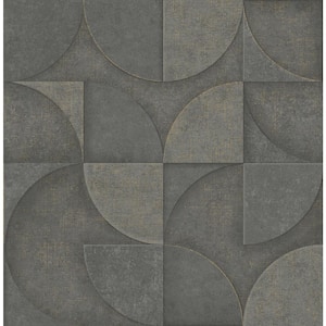 Addison Charcoal Retro Geo Paper Non-Pasted Textured Wallpaper