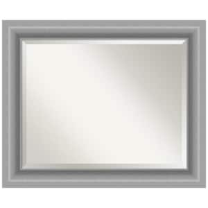 Medium Rectangle Peak Polished Silver Beveled Glass Casual Mirror (28 in. H x 34 in. W)