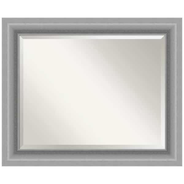 Amanti Art Medium Rectangle Peak Polished Silver Beveled Glass Casual Mirror (28 in. H x 34 in. W)
