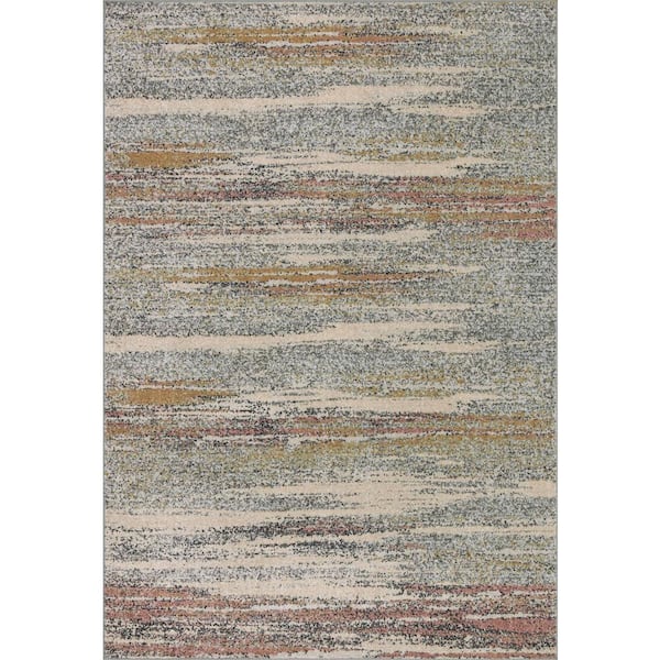 LOLOI II Bowery Pebble/Multi 9 ft. 6 in. x 12 ft. 6 in. Contemporary Geometric Area Rug