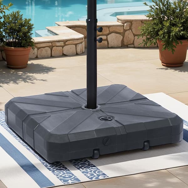 170 lbs. Plastic Fillable Cantilever Patio Umbrella Base in Black