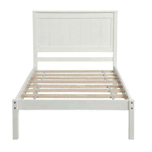 White Wooden Twin Platform Bed Frame, White Wood Twin Platform Bed Frame