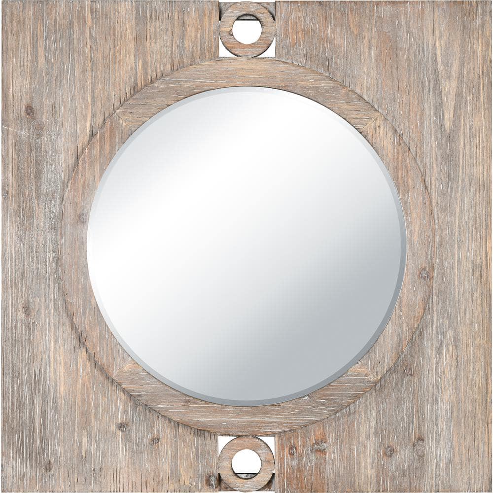 Broadway 34 In. W X 34 In. H Wood Natural Wall Mirror HD-231025636 ...