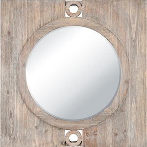 Broadway 34 in. W x 34 in. H Wood Natural Wall Mirror