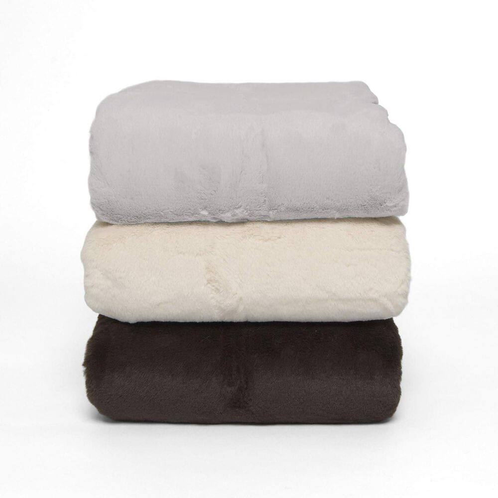 Luxe Taupe Faux Fur 58" x 60" Electric Throw Blanket