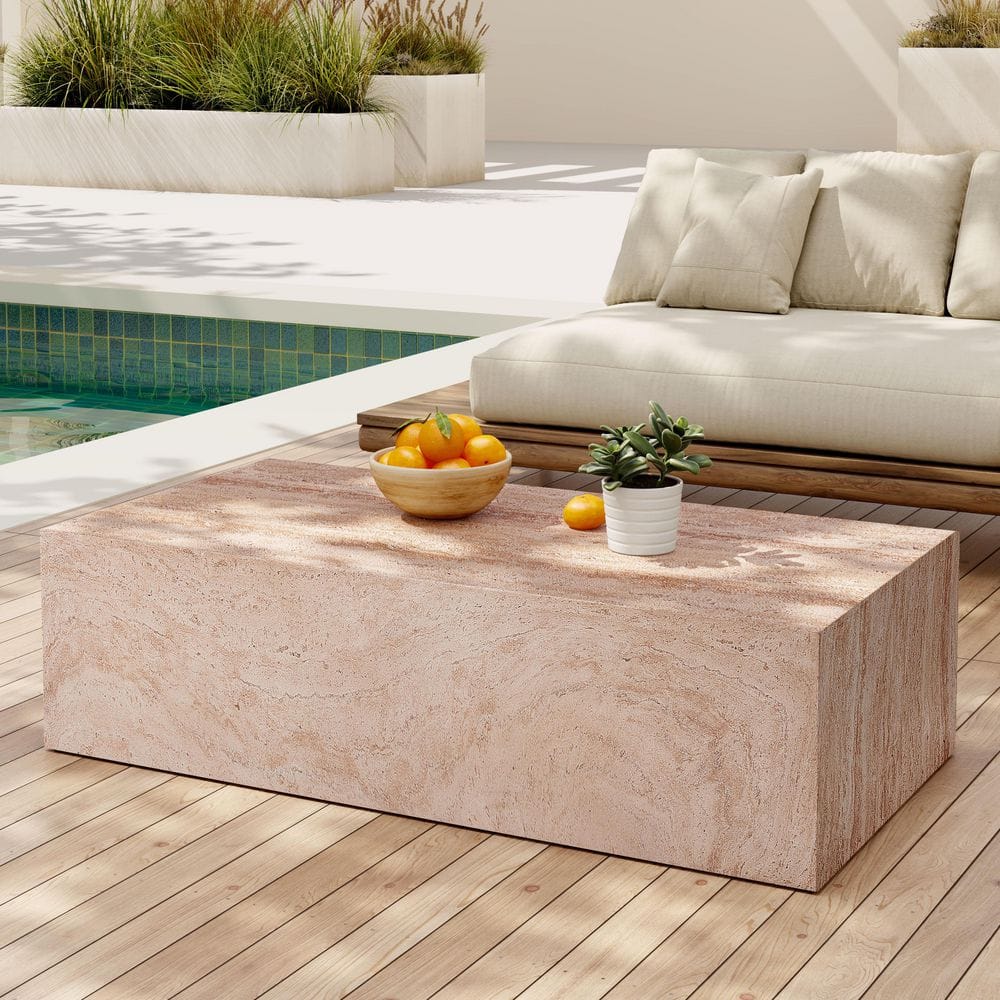 Helmar Patio Brown Faux Stone(MGO) Rectangle Outdoor Coffee Table price history on PriceWatchPro