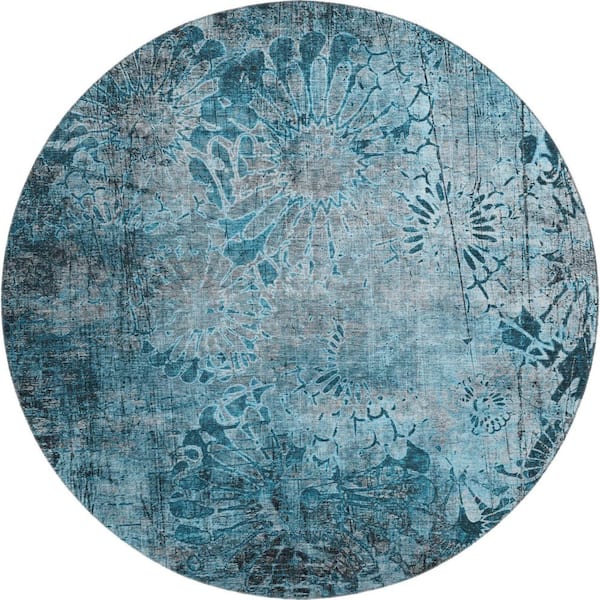 Best Machine Washable Rugs Round Addison Rugs Mayfield Premium Machine Washable Abstract AMF2224 Teal 8 ...