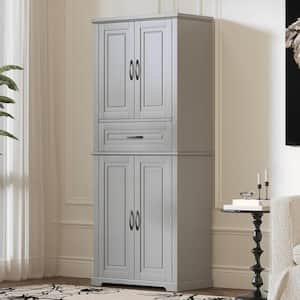 Stowline Modern Bathroom Kitchen Grey Wood 15.7 in. Storage Pantry Cabinet with Drawer, Adjustable Shelfs