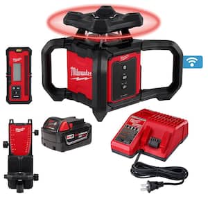 M18 2000 ft. Red Exterior Rotary Laser Level Kit with Receiver with Rotary Laser Wall Mount