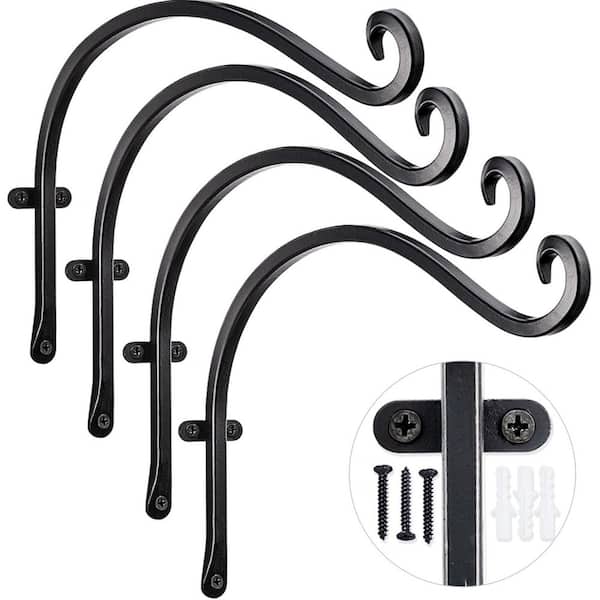 4 Pack Hanging Plant Hangers Outdoor, 12" Rust-Resistant Metal Wall Hooks for Bird Feeders & Flower Baskets
