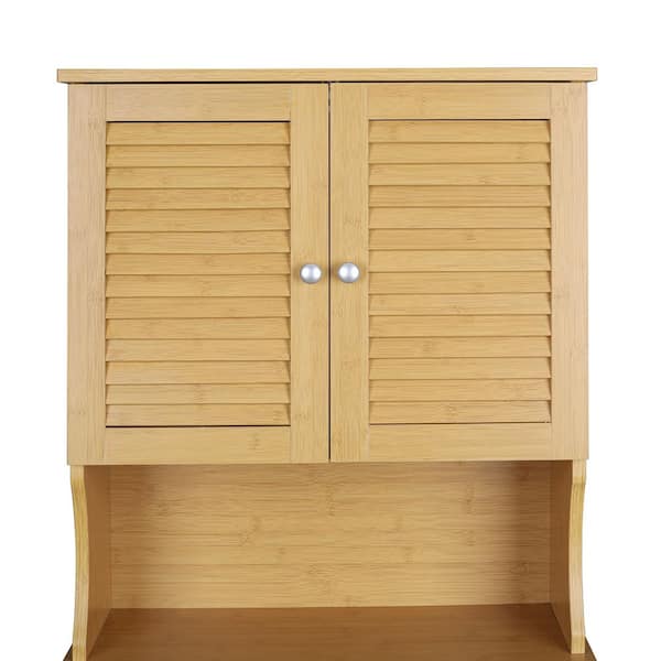 Over The Toilet Storage Cabinet Bathroom Cebu Bamboo - Black Wood, Size: 24 W x 8.8 D x 68 H, Brown
