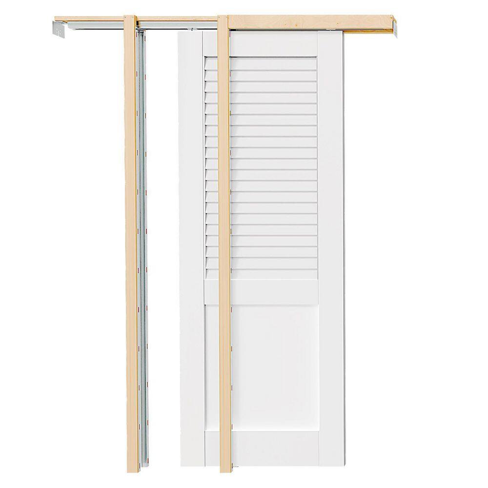 ダミールドーマ TENONER 28 in. x 80 in. Pre-Assembled Half Louvered Panel