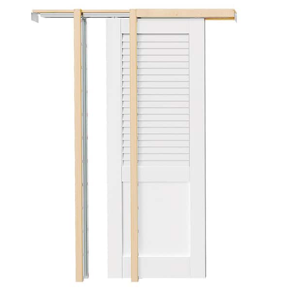 TENONER 28 in. x 80 in. Pre-Assembled Half Louvered Panel