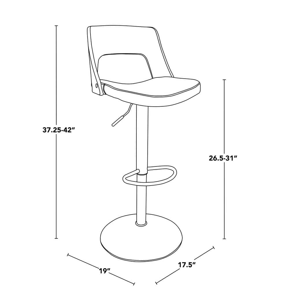 Valencia Black Adjustable Swivel Barstool with Wood and Metal