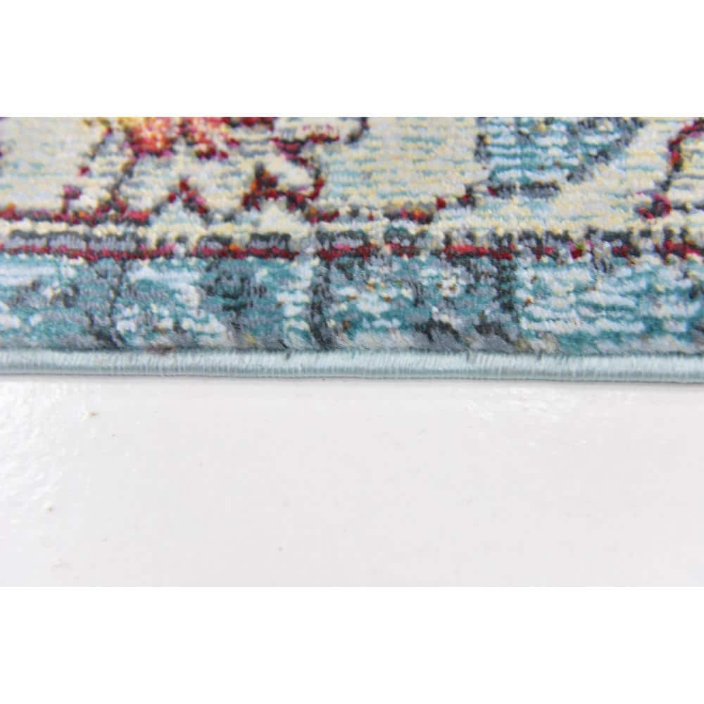 Reversible Easy-Care Synthetic Area Rug in Light Blue - 10' x 13'