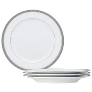 Charlotta Platinum 8.25 in. (Platinum) Porcelain Salad Plates, (Set of 4)