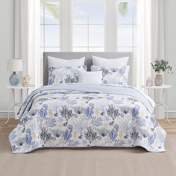 DESIGN STUDIO Key West Blue/Tan 2-Piece Cotton Quilt Set - Twin