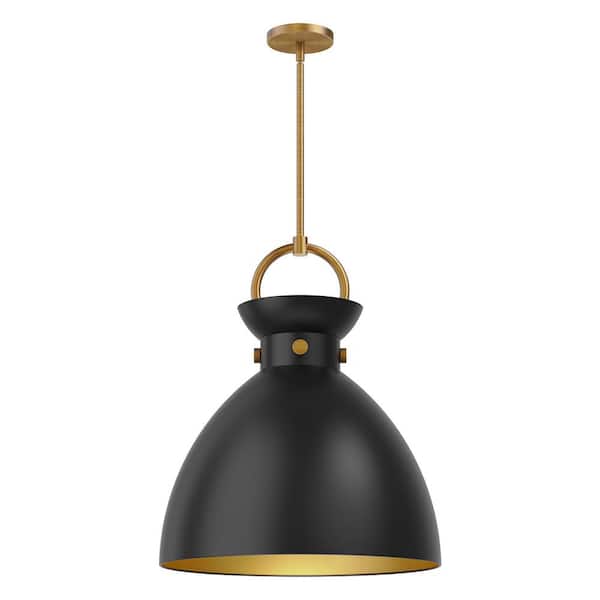 ALORA MOOD Waldo 18 in. 1 Light 60-Watt Aged Gold/Matte Black Pendant Light