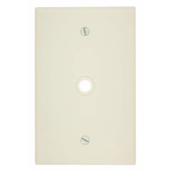Leviton 1-Gang Midway Size 0.312 in. Dia Phone/Cable Opening Plastic Box Mount Wall Plate in Light Almond